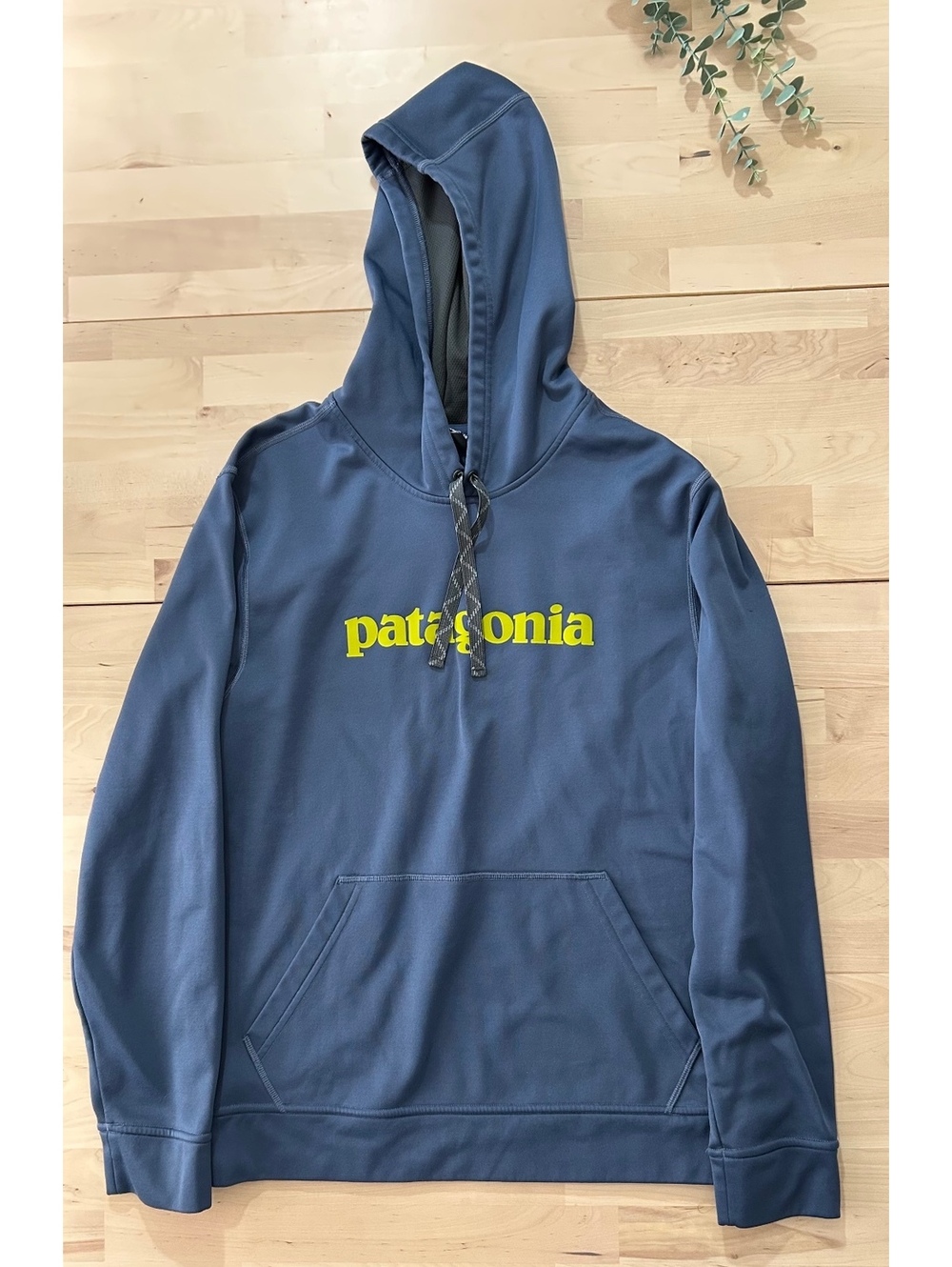 Patagonia Blue & Yellow Logo Technical Fleece Hoodie - Size M